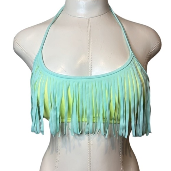 PINK by Victoria’s Secret Fringe Halter Bikini Top Swimsuit medium - Picture 1 of 9